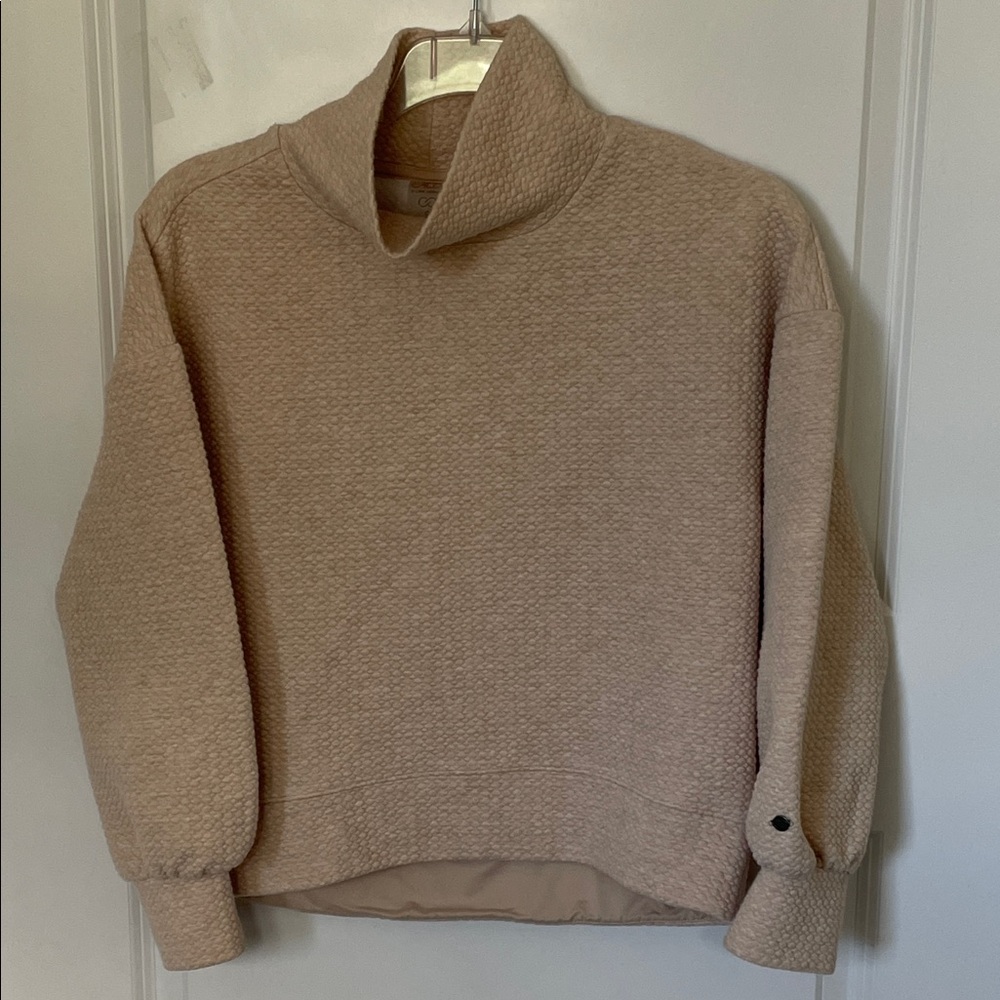 Calia Cream Textured Funnel Neck Pullover Small